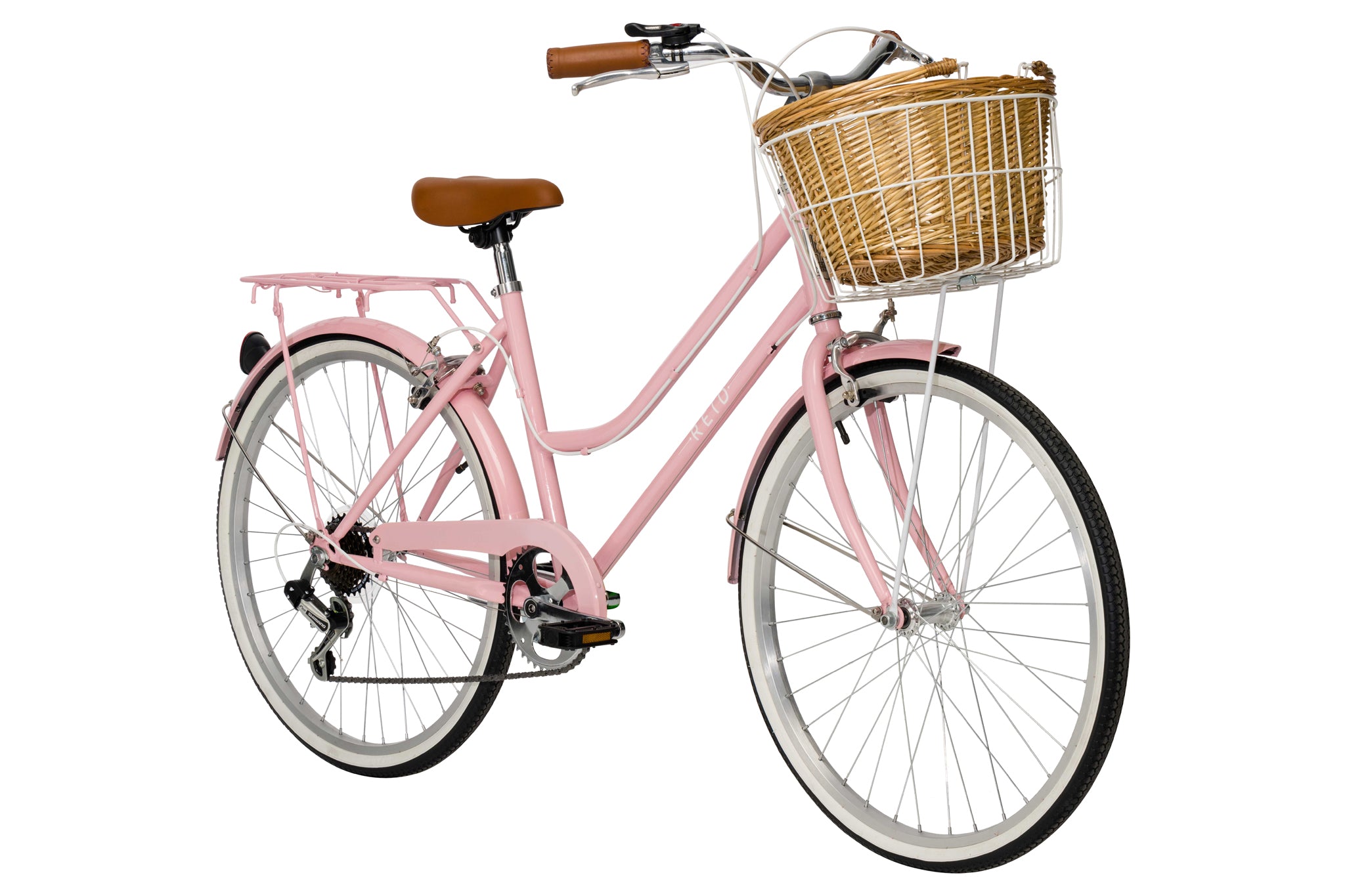 Vintage ladies bike hot sale with basket pink